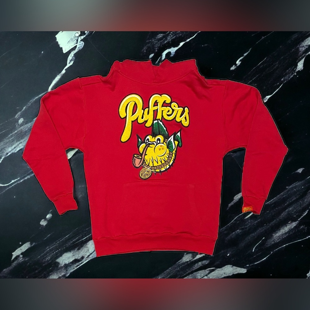 NEW Capn On Melrose Puffers Red Hoodie Mens Heavyweight Sweater